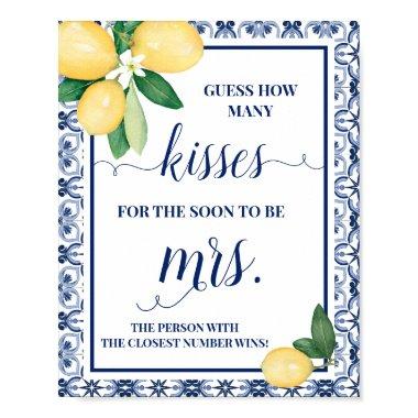 Mediterranean How Many Kisses for Mrs Shower Sign