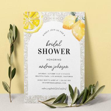 Mediterranean Italian Tile & Lemon Bridal Shower Invitations