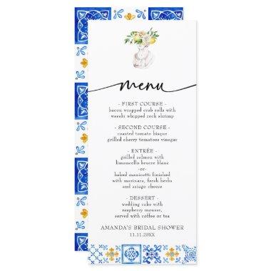 Mediterranean Italy Floral Lemon Bridal Shower Menu