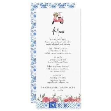 Mediterranean Italy Floral Pink Bridal Shower Menu