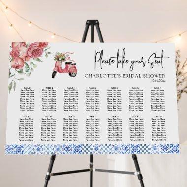 Mediterranean Italy Floral Pink Seating Chart Foam Board