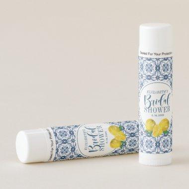 Mediterranean Lemon Blue Tile Bridal Shower Lip Balm