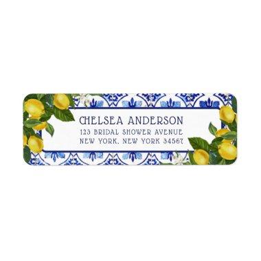 Mediterranean Lemon Blue Tiles  Label