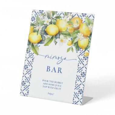 Mediterranean Lemon Bridal Shower Mimosa Bar Pedestal Sign