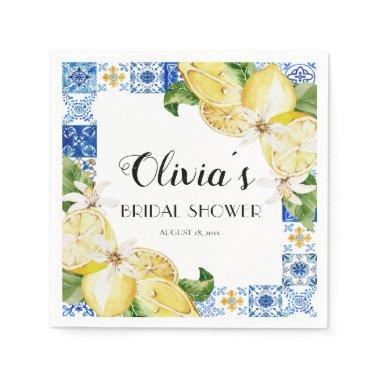 Mediterranean Lemon Bridal Shower Paper Napkin