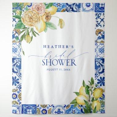 Mediterranean Lemon Bridal Shower Photo Booth Tapestry