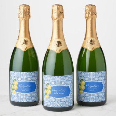 Mediterranean Lemon Bridal Shower Sparkling Wine Label