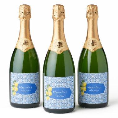 Mediterranean Lemon Bridal Shower Sparkling Wine Label