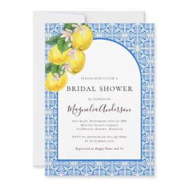 Mediterranean Lemon Citrus Bridal Shower Invitations