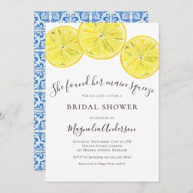 Mediterranean Lemon Citrus Bridal Shower Invitations