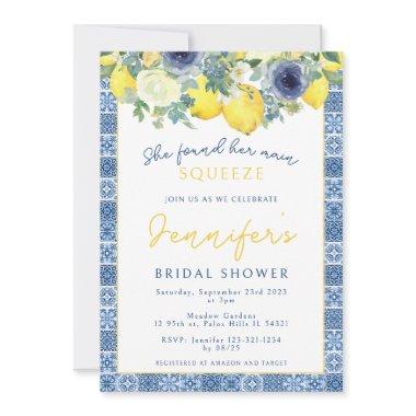 Mediterranean Lemon main squeeze Bridal Shower Invitations