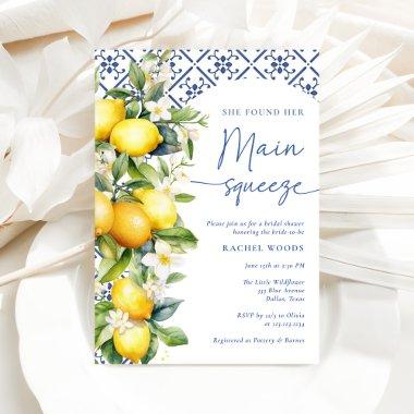 Mediterranean Lemon Main Squeeze Bridal Shower Invitations
