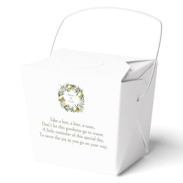 Mediterranean Lemon & Olive Take Me Home Leftover Favor Boxes