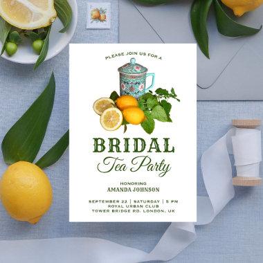 Mediterranean Lemon Tea Party Bridal Shower Invitations