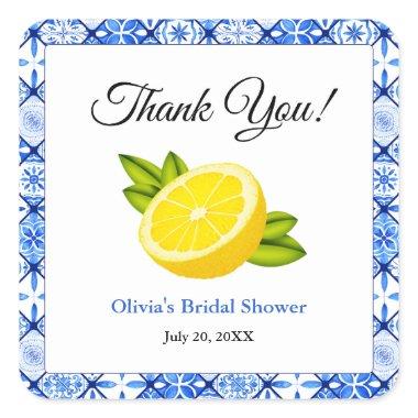 Mediterranean Lemon Thank You  Square Sticker