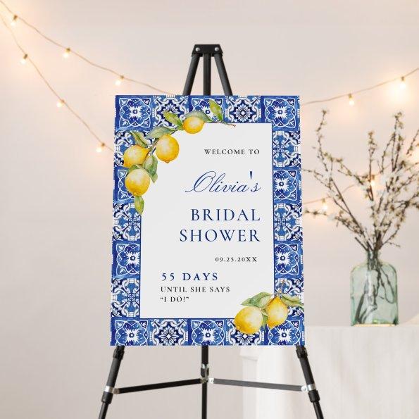 Mediterranean Lemons Blue Tiles  Foam Board