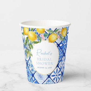Mediterranean Lemons Blue Tiles  Paper Cups