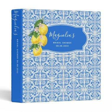 Mediterranean Lemons Bridal Shower Recipe 3 Ring Binder