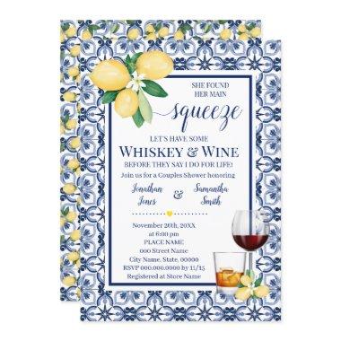 Mediterranean Main Squeeze Whiskey & Wine Shower Invitations