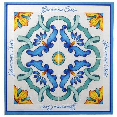 Mediterranean Majolica tiles lemons bridal shower Cloth Napkin