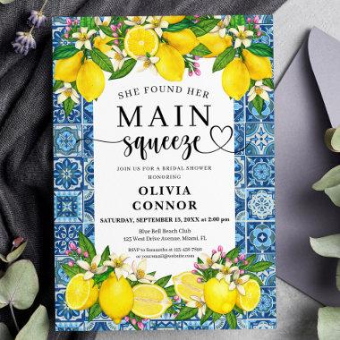 Mediterranean Tile and Lemons Bridal Shower Invitations