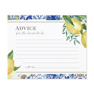 Mediterranean Tile Citrus Bride Advice Card