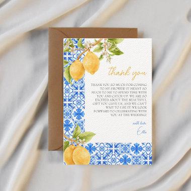 Mediterranean Tiles Italy Lemon Bridal Shower Thank You Invitations