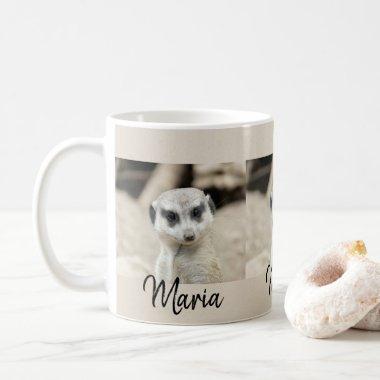 Meerkat Beige Black Mug