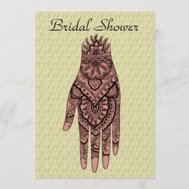 Mehndi Hand Tattoo Design Bridal Shower Invitations