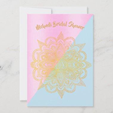 Mehndi Mehendi Blue Pink Henna Bridal Shower Invitations
