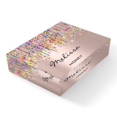 Melissa NAME MEANING Holographic Rose Gold Paperweight