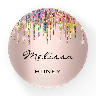Melissa NAME MEANING Holographic Rose Unicorn Paperweight