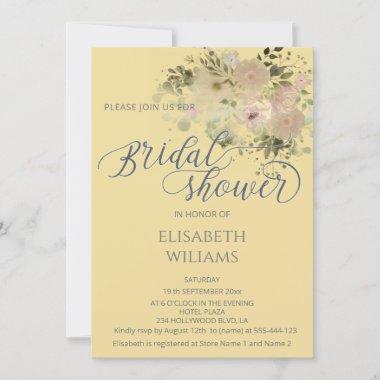 Mellow yellow watercolor boho floral trendy Invitations