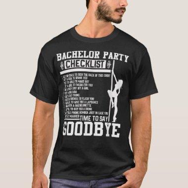 Mens Bachelor Party Checklist Groom Groomsmen Wedd T-Shirt