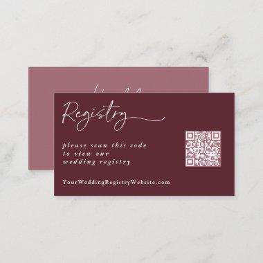Merlot Wine Wedding Registry Modern QR Code Enclos Enclosure Invitations