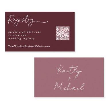 Merlot Wine Wedding Registry Modern QR Code Enclos Enclosure Invitations