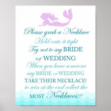 Mermaid Bridal Shower Don't Say Bride Wedding Sign