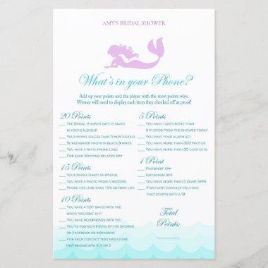 Mermaid Bridal Shower Game - What's in your Phone