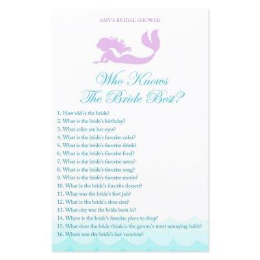 Mermaid Bridal Shower Game - Who knows Bride Best