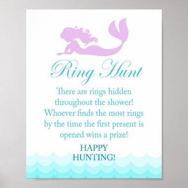 Mermaid Bridal Shower Ring Hunt Game Sign