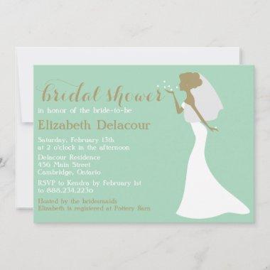 Mermaid Cut Wedding Gown Bridal Shower Invitations
