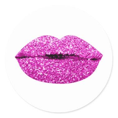 Mermaid Kiss Lips Makeup Artist Pink Magenta Classic Round Sticker
