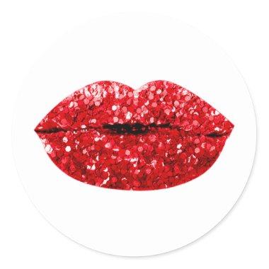 Mermaid Kiss Lips Makeup Artist Red Thank You Classic Round Sticker