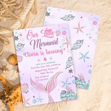 Mermaid Purple Watercolor Birthday