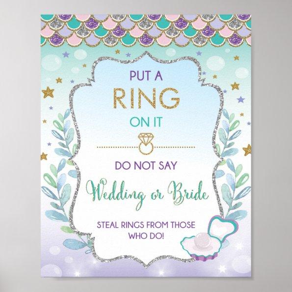 Mermaid Ring Game Wedding or Bride Bridal Shower Poster