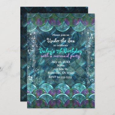 Mermaid Scales Under the Sea Party Invitations