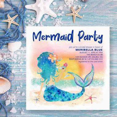 Mermaid Sea | Tropical Beach Bridal Shower Invitations