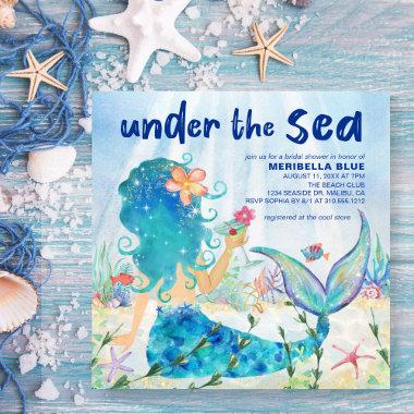 Mermaid Under The Sea Beach Bridal Shower Invitations