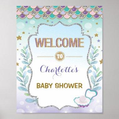 Mermaid Welcome Sign Baby Shower Sea Bridal Decor