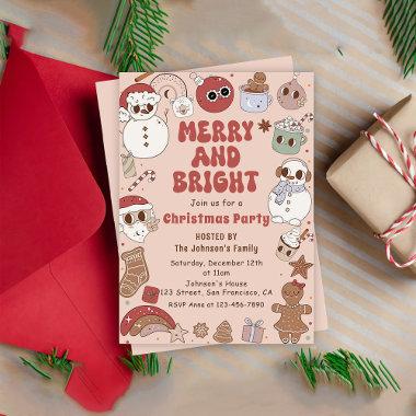 Merry and Bright Hippie Christmas Holiday Party Invitations